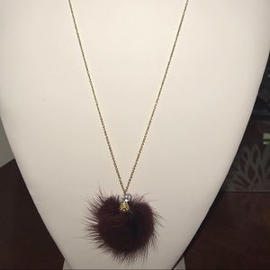 Fur pom necklace